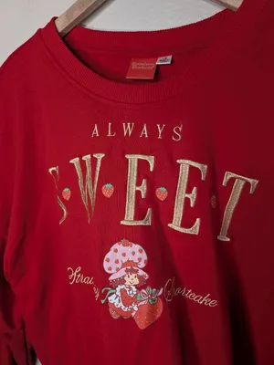 Strawberry Shortcake Always Sweet Red Cropped Sweatshirt Large thumbnail 6
