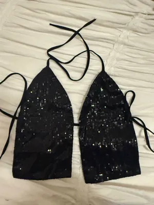 Edikted black sequin top thumbnail 1
