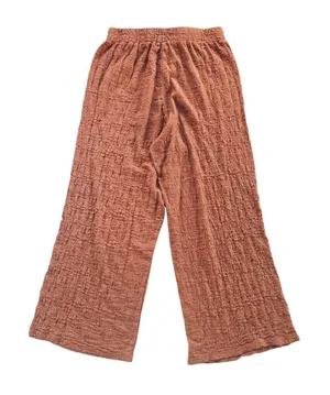 Mango Women's Clay Crinkle Effect High Rise Pull‎ On Wide Leg Pants Size Medium thumbnail 1