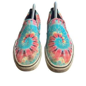 Vans Asher Slip-On Sneaker Women’s 9.5 Canvas Rainbow Tie Dye Multicolor‎ thumbnail 3