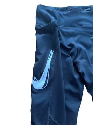 Nike Dri-Fit Womens XS Black Running Leggings Graphic Swoosh Zip Pocket thumbnail 7