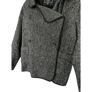 Lucky Brand Womens Coat Drape Front Wool Size Medium‎ Black Grey Jacket Button thumbnail 5