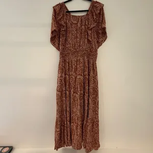 Mikarose Rust Paisley Ruffle V-Neck Smocked Maxi Dress XXL MDFP23619 thumbnail 4