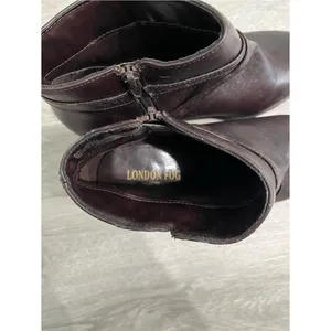 London Fog Faux Leather Women's Brown Ankle Boots with Side Zip thumbnail 11