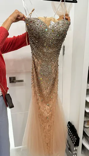 Prom Dress Tan Size 4 thumbnail 1