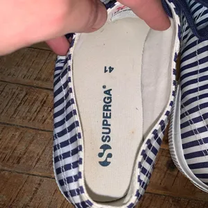 Superga nautical blue and white striped royalcore 9.5 platform sneakers thumbnail 3