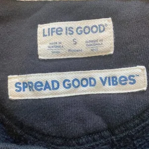 Life Is Good Sweatshirt Small Crewneck Black Stars Graphic Long‎ Sleeve Casual thumbnail 8