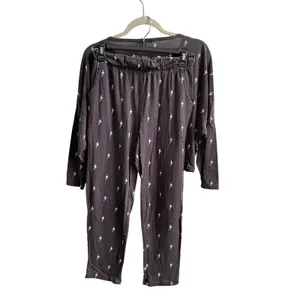 Z Supply Pajama Lounge Set Womens XS Grey Lightning Bolt Cotton Modal 2pc Jogger thumbnail 4
