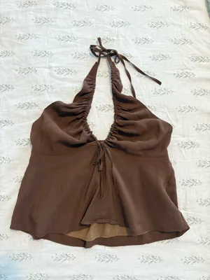 Princess Polly Brown Halter Top thumbnail 2