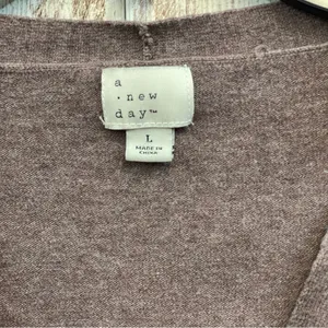 a • new day Brown Button-Up Cardigan Crop Bolero Women’s Size L Sweater Cover thumbnail 5