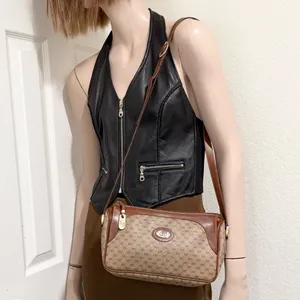 Vintage GUCCI Micro GG Supreme PVC Canvas Brown Leather Trim Shoulder Bag thumbnail 6