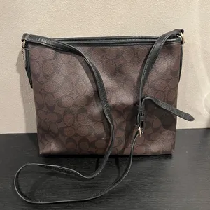 Women’s Coach Signature File Crossbody F58297 Brown Black Coated Canvas Bag thumbnail 2