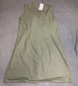 MNG Mango Sleeveless Button-Front Mini Dress Olive Green Size XL thumbnail 7