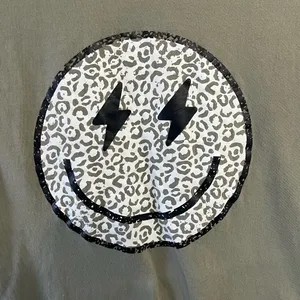 Women’s Olive Green Smiley Face T-Shirt thumbnail 2