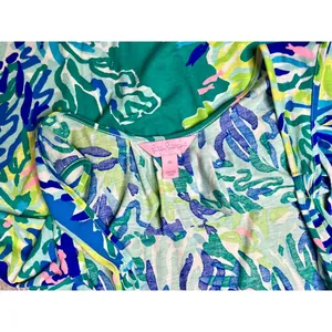 Lilly Pulitzer Kinsey Tank MEDIUM Wade & Sea Coastal Designer Blue‎ Green thumbnail 5