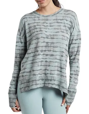 Athleta Coaster Luxe Sweatshirt in Tahiti Minimalist Grey Tie Dye Blue Women's M thumbnail 1