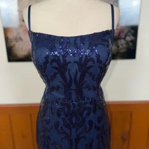 Gorgeous Jaeden Navy Sequin Prom Dress thumbnail 3