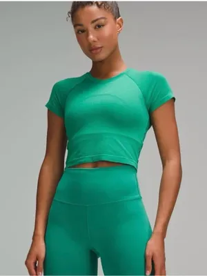 Lululemon Swiftly Tech Cropped Short Sleeve Shirt 2.0 Size 0 Cascadia Green Yoga thumbnail 1