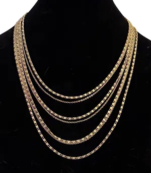 Gold tone layered multi chain necklace thumbnail 1