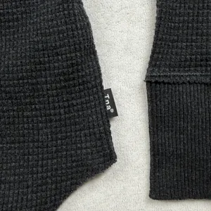 Tna Aritzia Waffle Knit Long Sleeve Thermal Top Black XS Oversized thumbnail 5
