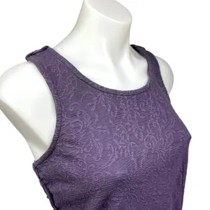 Free People Floral Cotton Purple Sleeveless Round Crochet Peplum Tank Top Size S thumbnail 8