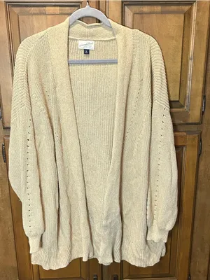 Universal Threads 🌸 Tan Ivory Heather
Medium Knit Open Front Slouchy Side Seam Poc thumbnail 5