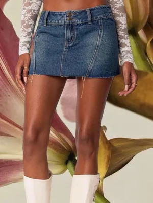Edikted Donnie Washed Denim Mini Skirt thumbnail 3