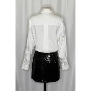 Anthropologie MARE MARE Buttondown Sequin Twofer‎ Dress Black White X-Small thumbnail 9