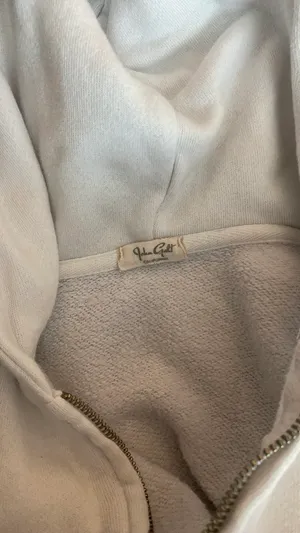Brandy Melville White Jacket Cropped Zip-Up thumbnail 3