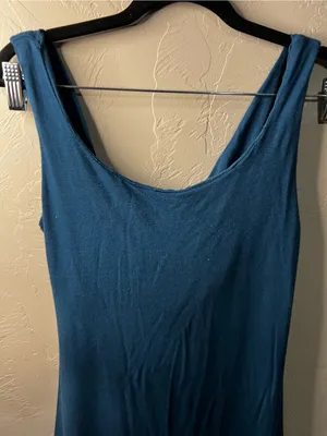 Blue Canoe Organics Teal Draped Cowl Neck Comfy Travel Vacation Minimalist Dress thumbnail 8