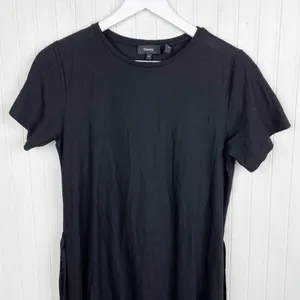 Theory Vormond K Atmos Light Dress Black Tie Waist Lagenlook Short Sleeve Medium thumbnail 4