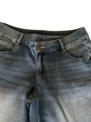 Halara Flex Asymmetric Low Rise Baggy Jean Sz SP Wide Leg Med Wash Casual thumbnail 5