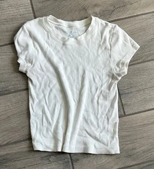 Brandy Melville Cream Ribbed Short Sleeve Tee thumbnail 1