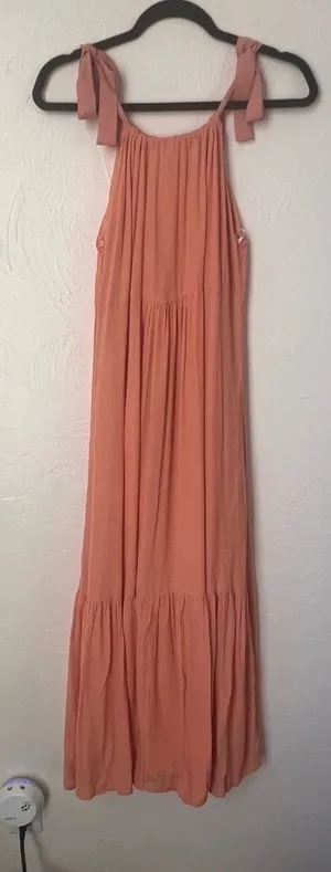 NWT Lulu’s peach tie strap maxi dress size S thumbnail 1