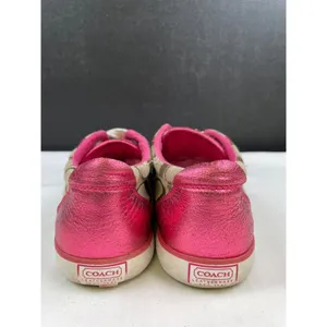 Coach Women's Metallic Pink /Tan Canvas Sneakers/ Shoes Size 7B SKU 4246 thumbnail 5