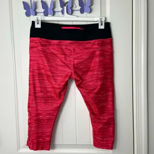 NWOT MPG women’s bright‎ pink cropped stretch active athletic leggings large thumbnail 4