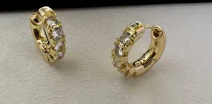 17mm CZ Cubic Zirconia Gold Hoop Earrings for Women thumbnail 1