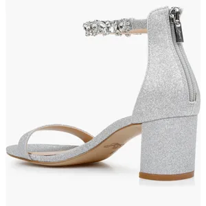 NEW Badgley Mischka Catalina Ankle Strap Heels with Silver Accents Size 8‎ A16 thumbnail 2