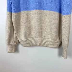 Aerie Mock Neck Sweater Blue Tan Striped Casual Cozy Pullover Size XS‎ thumbnail 3