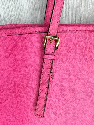 Vintage Michael Kors Jet Set Large Tote in Raspberry Pink Saffiano leather bag thumbnail 6