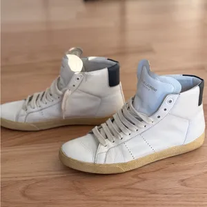 SAINT LAURENT Women's White Leather Hi Top Sneakers Size 38.5 thumbnail 10