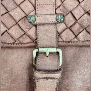 Civico 93 Genuine Leather‎ Woven Flap Crossbody Bag Brown Made in Italy thumbnail 8