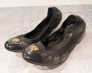 Tory Burch Jolie ballet elastic band flats Black Leather Size‎ 9.5 thumbnail 1