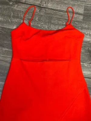 Lulus Red Bodycon Mini Dress Spaghetti Strap Wrap Hem Size M thumbnail 3