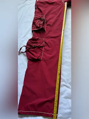 True Religion Ricki Big T Burgundy With Contrasting White Y2K women pants cargo thumbnail 9