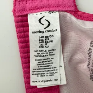 Moving Comfort Fiona Wireless Sports Bra Pink 34C Hook Loop 350003 thumbnail 6
