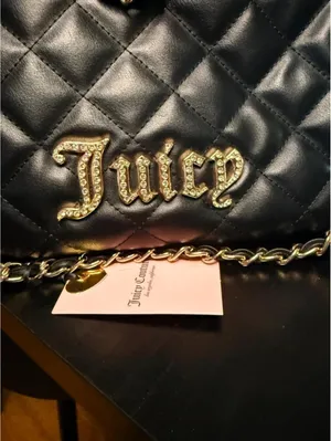 Juicy Couture Black Quilted Shoulder Tote Gold Chain Logo Purse NWT thumbnail 6