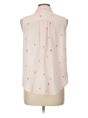 Workshop‎ Republic Women's Size Large Sleeveless Button Down Shirt Pink Cocktail thumbnail 2