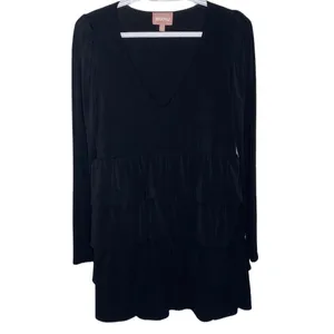 Show me your mumu long sleeve tiered mini dress black size S thumbnail 2