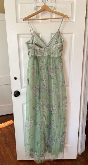 Lulus Delightful Invitation Green Floral Tulle Sleeveless Maxi‎ Dress thumbnail 4